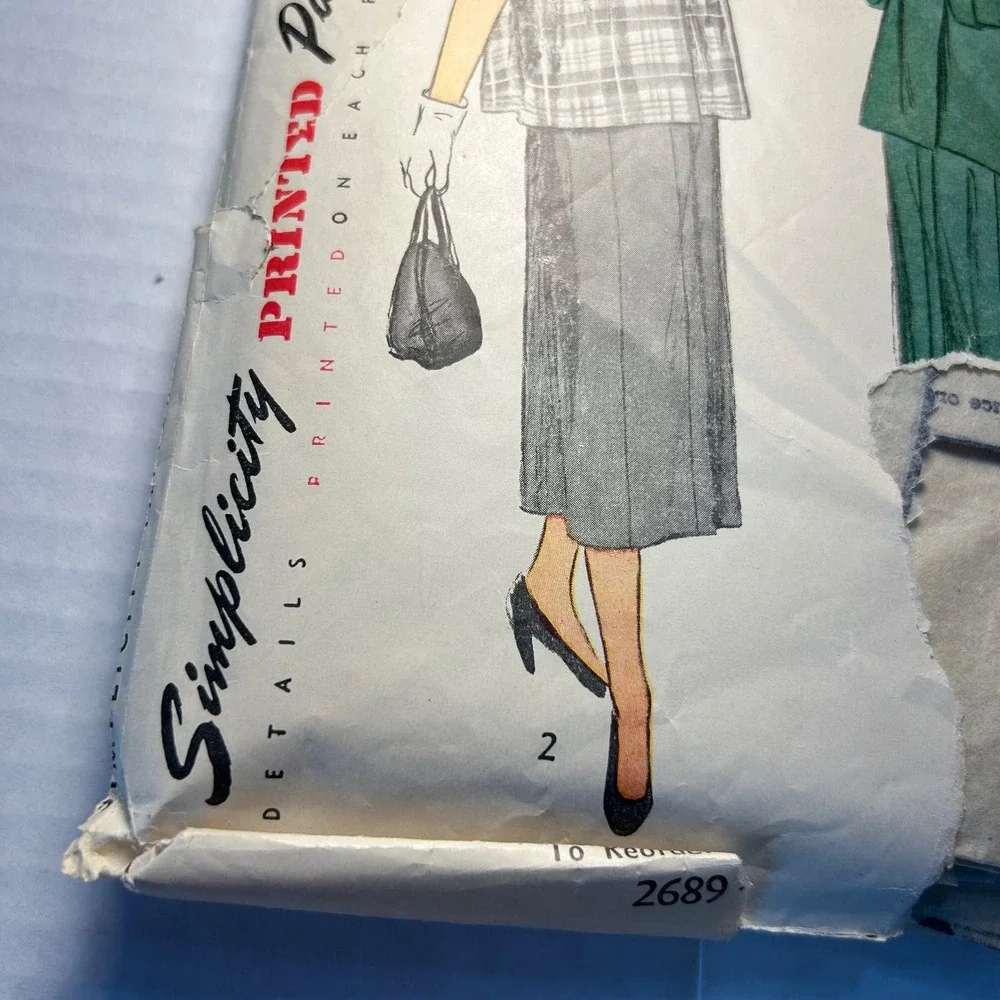 Simplicity Vintage 1940's Maternity Pattern #2689 2 Piece Suit Size 16‎